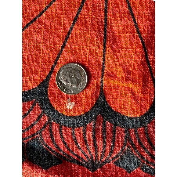 Orange & Black Floral MCM Placemat & Napkin Set Linen Cotton Boho 1970s READ - Picture 12 of 13